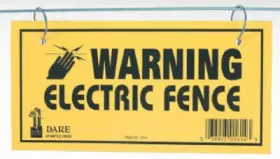 1614-3 Dare Products Inc Electric Fence Warning Sign Yellow And Black Laminated Vinyl 4x8- Inch 3-pk