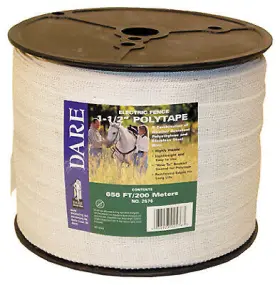 2576 Dare Products Inc Electric Fence Tape White Poly And 15-wire Stainless Steel 1.5- Inch X656-ft. -2576