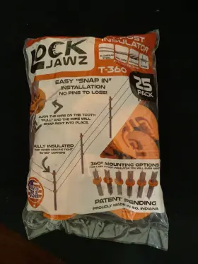 T-360-o Dare Products Inc Lock Jawz Electric Fence T-post Insulator Orange 6 Positions