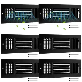 Jia-datanly-8699 Datanly 6 Pack Black 4x12 Inch Interior Size Ceiling Vent Covers 3 Way Adjustable So
