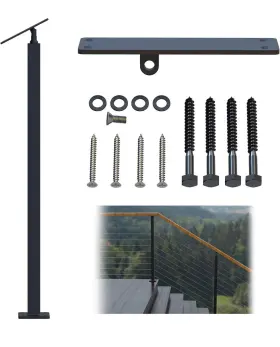 B0ccj8wh7c Dawn Railing Slim Cable Post 36 Inch X1.5 Middle/end 30-40 Adjustable Top Ca