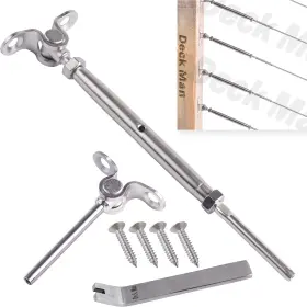 Deck Man 787414021004 T316-stainless Steel Adjustable Angle 1/8 Inch Cable Railing Kit/hardware For