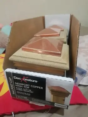72266 Deckorators Lot Of 6 4 Inch X Newport Copper High Top Treated Pine Deck Post Cap