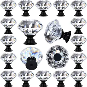 Mm-12 Deelf Outlet 880272027277 12 Packs Crystal Cabinet Knobs Drawer Pulls And 30 Pcs Black B
