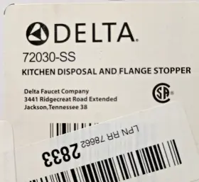72030-ss Delta Faucet Classic 4-1/2 Inch Sink Disposal And Flange Stopper Stainless