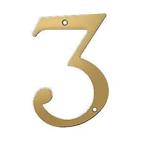Rn6-3 Deltana Brass 6 Inch Solid Residential Number 3