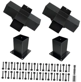 Sf20250703b0ccrshh84 Devalley 4-way Right Corner Pergola Brackets Kit Woodwork And Base 4p