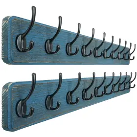 10-double-hooks Dseap B0dhxwnj3v Coat Rack Wall 38-1/4 Long Patented Heavy-duty Wooden