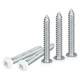 Dtgn Dtf231026tt000055jp #10x1-1/4 White Screws 100pack - Zinc Plated Carbon Inch Silver