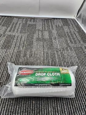00377 Dynamic Qty 2 9ft X 12ft 2mil Rolled Clear Plastic Drop Cloth
