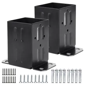 Ea99015-2 Eapele 4x4 Wood Fence Post Anchor Base Thick Steel And Black Powder Coated Come