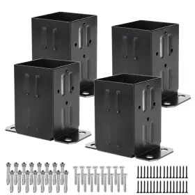 Ea99015-4 Eapele 4x4 Wood Fence Post Anchor Base 13ga Thick Steel And Black Coated Come With