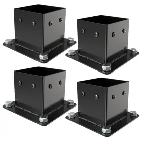 Ea99162-4 Eapele 4x4 Post Bracket Anchor Base Powder Coated Steel Made For Fence Railings Pr