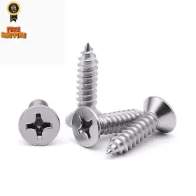 Ab600202-100 Eastlo #6 X 1/2 Inch 100 Pcs Flat Head Sheet Metal Screws 304 Silver