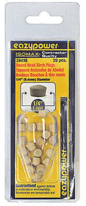 30016 Eazypower Corp 6 Pack Dowel Plug Round Head 1/4- Inch 20-pk