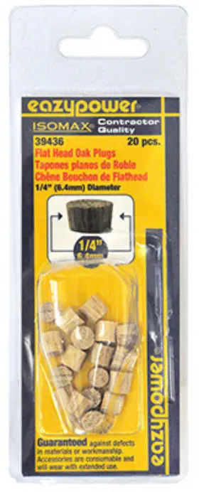 30221 Eazypower Corp 6 Pack Dowel Plug Flat Head Oak 1/4- Inch 20-pk