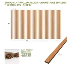 Sww84x48x0375ch Ekena Millwork 0.375 Inch X1 X47 Wood Slat Wall Panels Versatile Cherry 42-pack