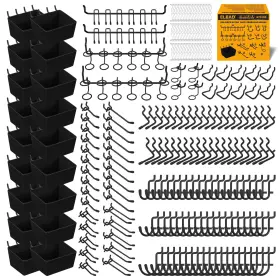B0dzbq1t9s Elead 286-pc Extra Thick Pegboard Hooks Set 1/4 Inch Heavy Duty Organizer With Bins