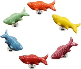 Elecharm 705701275855 Ayygift 6pcs Creative Cute Fish Cupboard Door Pull Handles Drawer As Picture