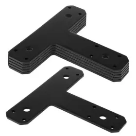 Elm-id-1-tb-6l Elifeconnection 6 Pack Steel T Bracket For Wood Black Pergola Brackets Heavy Plate