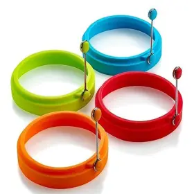 B07v3yr5sl01 Emolykitchen Multi-color Non-stick Silicone Egg Ring With Folding Handle 4 Pcs Food Molds