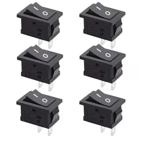 Kdc1 Endlessparts 042764980761 6 Pieces Black Rocker Switch 15mm X 10mm 6a 2pin Mini On Off Spst 12v B22