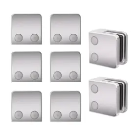 Equspur 739768676508 Glass Clamp - Stainless Steel 304/316 Flat Back Square 1/4 Inch -3/8 6mm-10mm T