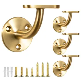 Equspur 740625467252 Heavy Duty Gold Handrail Brackets For Indoor Stairs 304 Stainless Steel Stair R