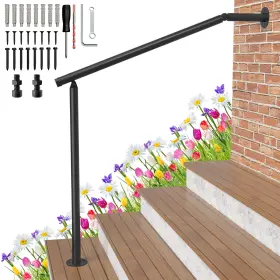 Sh2086-b1 Eteli Hand Rails For Outdoor Steps 2-3 Step Deck Railing Kit Wall Floor Black
