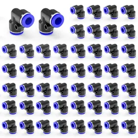 Etermutable J212 50-pack 1/4 Inch Tube Od 90 Degree Elbow Push To Connect Fittings Pv-1/4 Union Pn