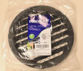 X004eblww7 Europlast Black Metal Round Air Vent Grille 8 Inch 200mm With Screen Flat Duct Cover