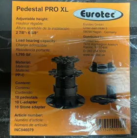 Inc946079 Eurotec Deck Support Plastic Adjustable Pedestal Pro Xl - 10-pieces / Box