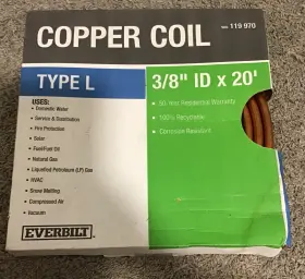 Everbilt 662386160053 Copper Coil Refrigeration 3/8 Inch Od X 20 Made In Korea