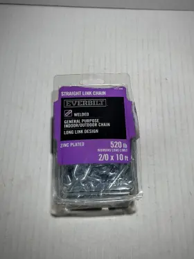 761089 Everbilt 761089- 2/0x10 Ft 520 Lb Straight Zinc Plated Link Chain