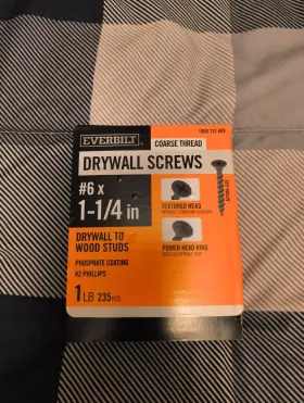 816840 Everbilt Phillips Bugle Head Coarse Thread Phosphate Drywall Screws #6 X 1-5/8 Inch