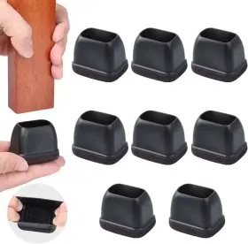 B0cqjcqyg9 Ezprotekt 8 Black Rectangle Silicone Chair Leg Floor Protectors With Felt L 1.3-1