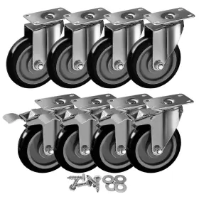 Bk567 Factorduty Bk568-x4 Hw-hd-x2 8 Pack 5 Inch Combo Caster Swivel Plate 4 With Brake And Heavy Duty On Bla