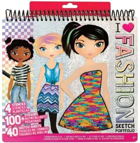 115238 Fashion Angels Full Size Love Design Sketch Portfolio Set 4 Stencils 100 Stickers New