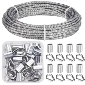 Favordrory 659499042369 Cable Railing Kits Includes 1/8 Inch X 33 Feet 304 1/8x 33ft Silver