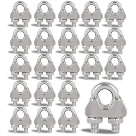 Fengwu 696629695927 40 Pcs 1/4 Inch Stainless Steel Wire Rope Cable Clip Clamp M6 Wir