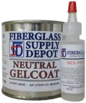 Gelnhp-mek15cc Fiberglass Supply Depot Neutral Gelcoat No Wax And 15cc Mekp - Half-pint