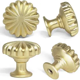 Kno001 Firsorca 4 Pack Gold Cabinet Knobs Zinc Alloy Brushed Brass Pumpkin Drawer