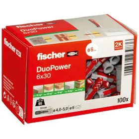 555006 Fischer Duopower Wall Plug 6x30 Red Grey Nylon Set Of 100 Heavy Duty Anchors
