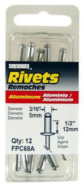 Fpc68a Fpc Corporation 5 Pack - Aluminum Rivet Long 3/16- Inch Dia. 12-pk. -fpc68a