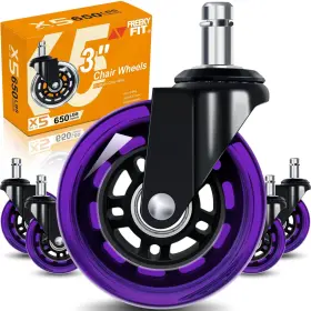 Freekyfit Co03-z Office Chair Wheels For Casters Replacement - 3 Inch Rubber Computer G