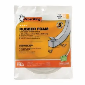 R538wh Frost King Rubber Foam Weatherseal Tape 3/8 W X 5/16 Inch T 10 Ft. -