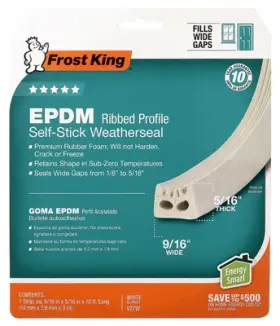 V27wa Frost King Extreme Rubber Weatherseal Tape 9/16w X 5/16 Inch T 10 Ft. -