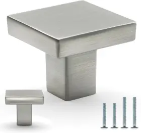 23012-k-bn-10 Furfitt 10 Pack Brushed Nickel Square Cabinet Knobs 1-3/16