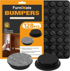 Furnimate 313050794714 Adhesive Rubber Feet 128pcs 1/2 Inches Self Black Bumpers Small