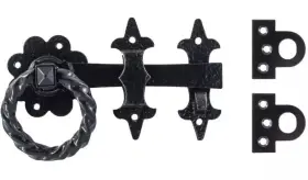 Gate Mate 878597000266 8 Inch Antique Black Twisted Ring Latch New Old Stock